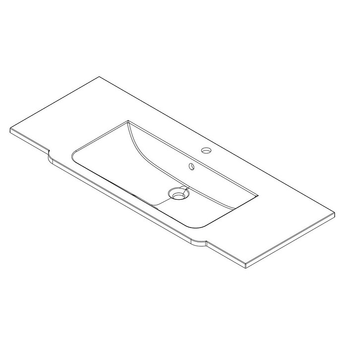 Fackelmann Luxor Waschtisch (Ablage links & rechts, 1 200 x 485 mm, Hahnloch: Mitte, Mit Überlauf) | BAUHAUS