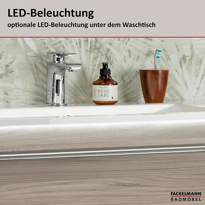 Fackelmann Luxor Waschtisch (Ablage links & rechts, 1 200 x 485 mm, Hahnloch: Mitte, Mit Überlauf) | BAUHAUS