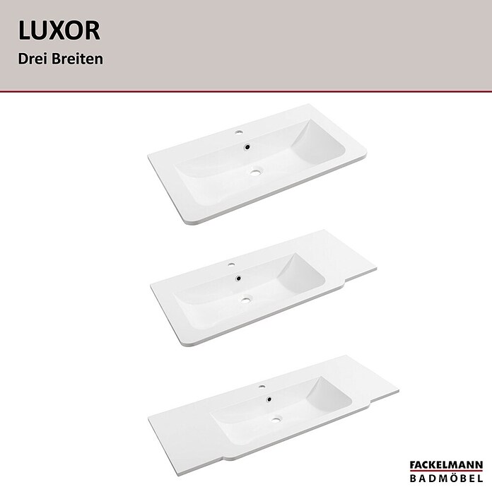 Fackelmann Luxor Waschtisch (Ablage links & rechts, 1 200 x 485 mm, Hahnloch: Mitte, Mit Überlauf) | BAUHAUS