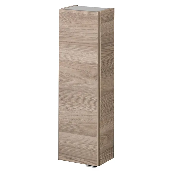 Fackelmann Luxor Bad-Hängeschrank - B x T x H: 200 x 158 x 680 mm, Steinesche Holzoptik, DIN Anschlag: Links - Hohe, schmale Aufbewahrungssäule in hellem Holzmaserungs-Grau.