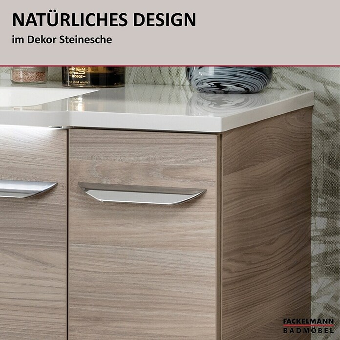 Fackelmann Luxor Bad-Beistellschrank Apothekerauszug (B x T x H: 200 x 450 x 603 mm, Steinesche Holzoptik) | BAUHAUS