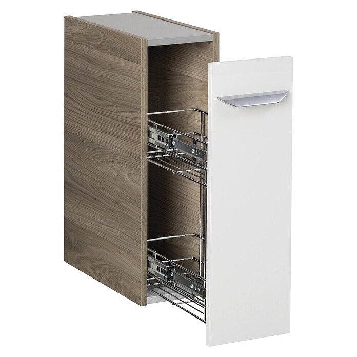 Fackelmann Luxor Bad-Beistellschrank Apothekerauszug (B x T x H: 200 x 450 x 603 mm, Steinesche Holzoptik / Weiß) | BAUHAUS