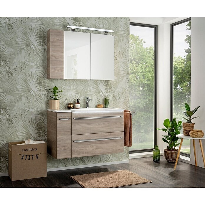 Fackelmann Luxor Spiegelschrank (B x H: 800 x 680 mm, Steinesche Holzoptik) | BAUHAUS