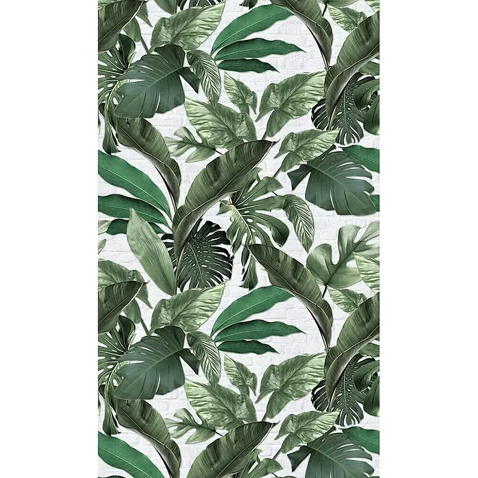 Marburg Loft Superior Fototapete Urban Jungle - B x H: 159 mm x 270 cm, Vlies, Grün-Weiß - Lebhaftes Muster aus verschiedenen grünen tropischen Blättern.