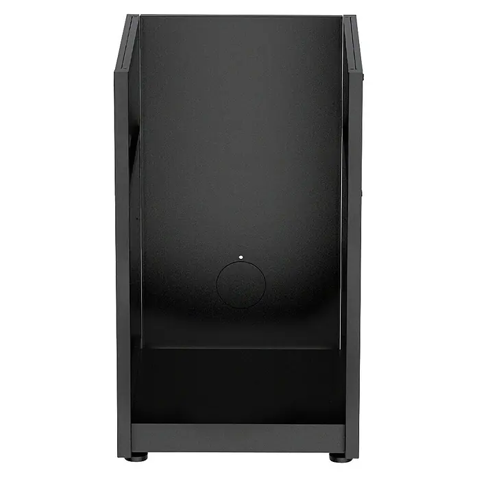 Cozze Elements Outdoorküchen-Modul Kühlschrank - Schwarz, B x T x H: 49,5 x 60 x 88,5 cm, Stahl, Passend für: Cozze Elements Kühlschrank - Schwarzes, vorne offenes Gehäuse mit kreisförmigem Detail und weißer Anzeige an der Rückwand, auf Standfüßen.