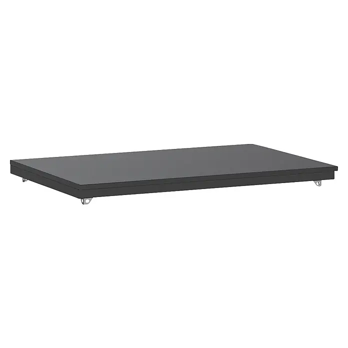 Cozze Elements Arbeitsplatte -  - Dunkelgraue rechteckige Rollplattform mit kleinen silbernen Rollen.