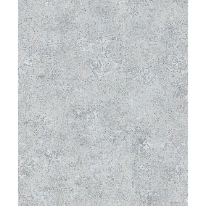 Marburg City Glow Vliestapete Ornamental - Grau, Ornament, 10,05 x 0,53 m - Helle graue, texturierte Tapete mit subtilem, verblasstem Damastmuster.