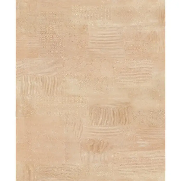 Marburg Novamur Plus Fresh UP Vliestapete Uni I - Beige, Uni, 10,05 x 0,53 m - Helle beigefarbene Fliese mit verschiedenen strukturierten Mustern (Gitter, Linien) für moderne Boden- oder Wandgestaltung.