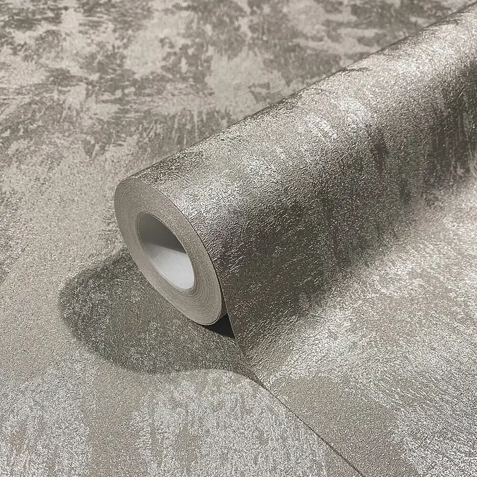 Marburg City Glow Vliestapete Struktur - Grau-Pearl, Sonstiges, 10,05 x 0,53 m - Rolle hellsilberner, metallisch texturierter Tapete mit abstraktem Muster.