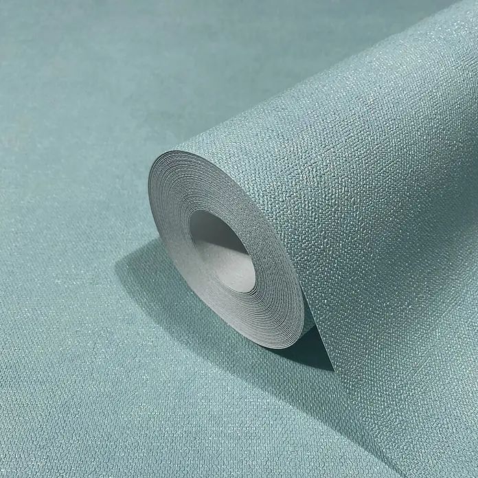 Marburg Shades Iconic Vliestapete Uni - Türkis, Uni, 10,05 x 0,53 m - Rolle hellblauer strukturierter Tapete mit dezentem Glitzereffekt.