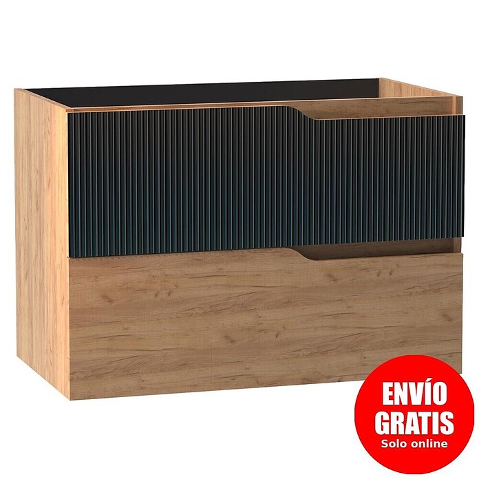 Futurbath Mueble de lavabo Marina (L x An x Al: 45 x 100 x 55 cm, Roble/Negro, Melamina) | BAUHAUS