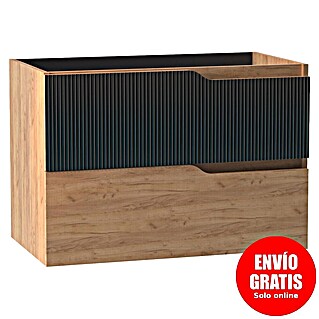 Futurbath Mueble de lavabo Marina (L x An x Al: 45 x 100 x 55 cm, Roble/Negro, Melamina)