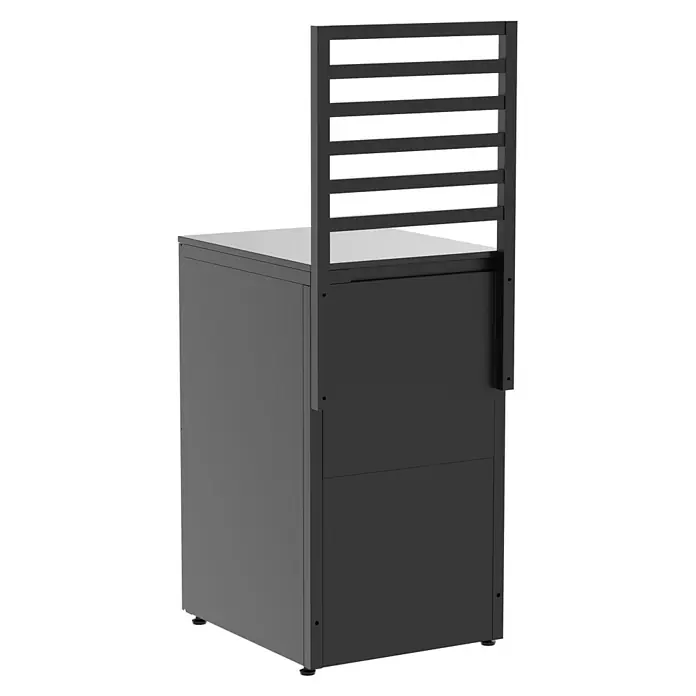Cozze Elements Rückwand - B x H: 52 x 75 cm, Passend für: Cozze Elements Grillküchenmodul, Schwarz - Dunkelgrauer Metallschrank mit erhöhter Lamellenrückwand.
