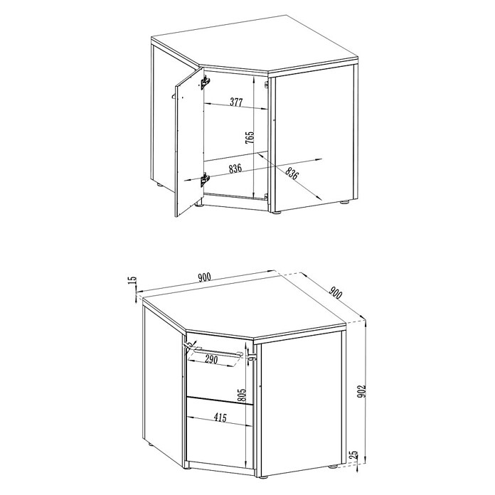 Cozze Elements Outdoorküchen-Modul Eckschrank (Schwarz, B x T x H: 90 x 90 x 88,5 cm, Stahl) | BAUHAUS