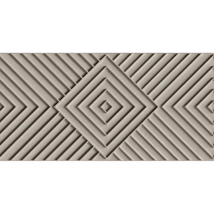 Marburg Shades Iconic Vliestapete Grafik IV - Grau-Beige, Grafisch, 10,05 x 0,53 m - Hellbeige geprägte Geometrieplatte mit Rauten- und Diagonalmuster.