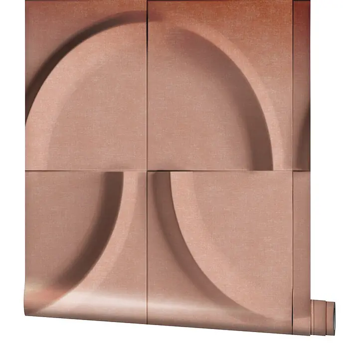 Marburg Shades Iconic Vliestapete Grafik I - Braun, Grafisch, 10,05 x 0,53 m - Beige 3D geometrisch gemusterte Tapete, teilweise abgerollt.