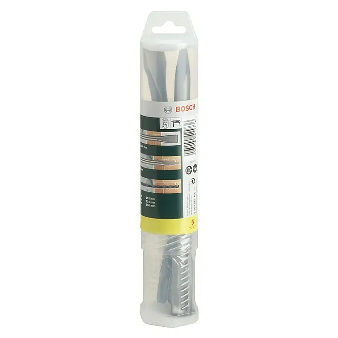 Bosch Bohrer-Set 110/160/250 mm - 5 -tlg. - Eine Packung Bosch-Bohrer mit verschiedenen Größen in einer transparenten Kunststoffverpackung, ideal für vielfältige Bohrarbeiten.