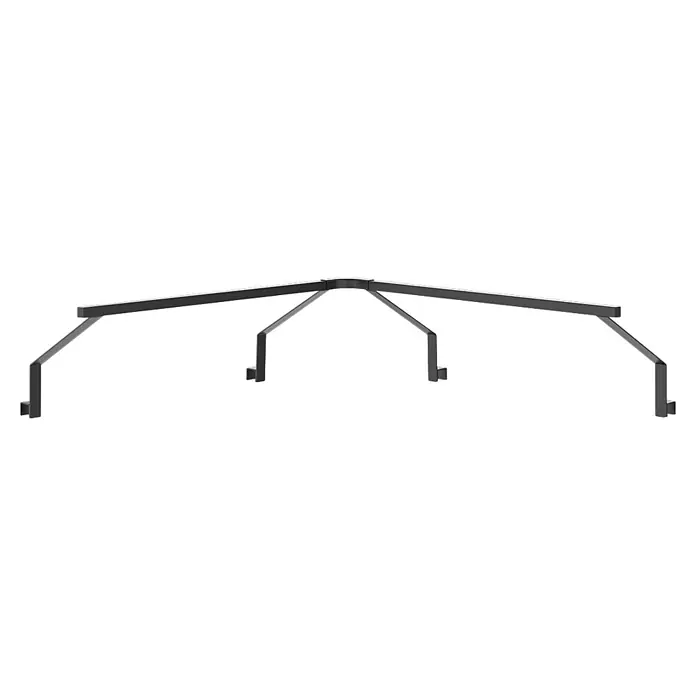 Cozze Elements Halterung für Lichtschlauch - Stahl/Aluminium, Passend für: Cozze Elements Rückwand Eckmodul - Dunkelgraues Eckschienensystem aus Metall mit vier abgewinkelten Tragarmen, die in Haken enden.