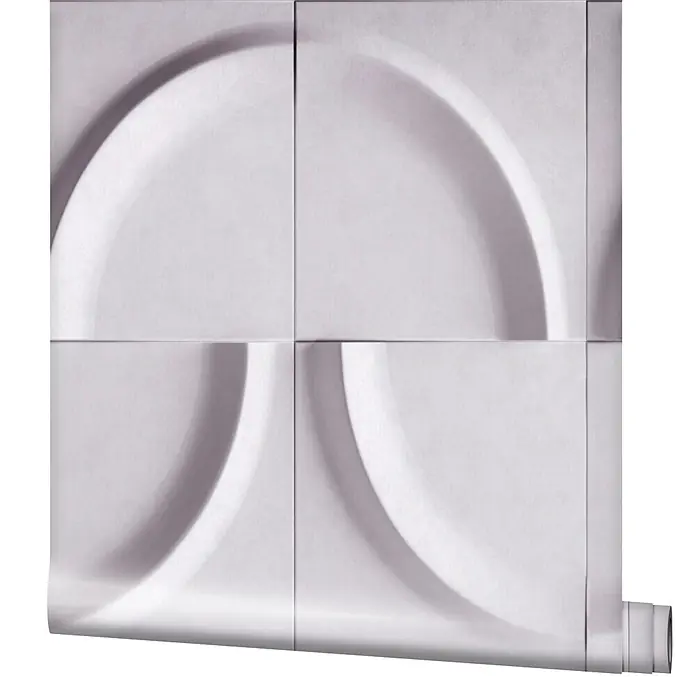 Marburg Shades Iconic Vliestapete Grafik I - Rosa, Grafisch, 10,05 x 0,53 m - Weiße 3D-Geometrie-Tapetenrolle, teilweise abgerollt.