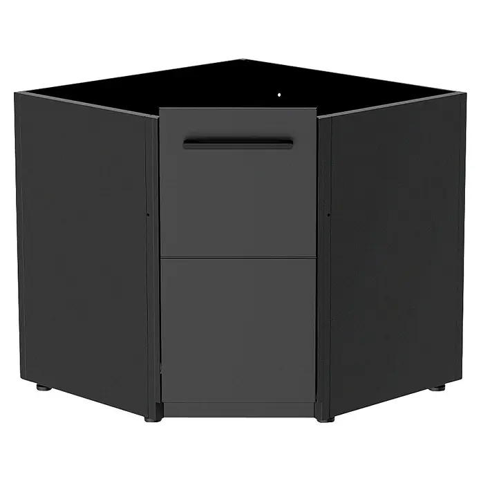 Cozze Elements Outdoorküchen-Modul Eckschrank - Schwarz, B x T x H: 90 x 90 x 88,5 cm, Stahl - Anthrazitfarbener Metalleckschrank mit zwei Frontfächern und einem Griff.