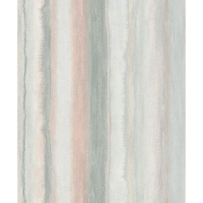 Marburg Shades Iconic Vliestapete Grafik - Grün-Beige, Grafisch, 10,05 x 0,53 m - Vertikale Aquarellstreifen in gedämpftem Rosa und Salbeigrün auf strukturiertem Stoff. Abstraktes Pinselstrichmuster.