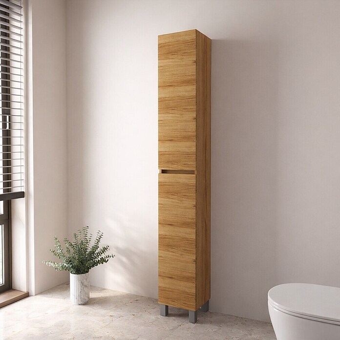 Columna de baño Inter (An x Pr x Al: 26,5 x 24,6 x 173 cm, Roble wuaira, Efecto madera) | BAUHAUS
