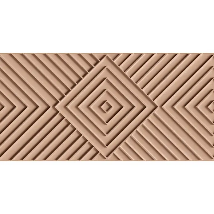 Marburg Shades Iconic Vliestapete Grafik IV - Beige, Grafisch, 10,05 x 0,53 m - Hellbraunes geometrisches Dekorpanel mit geschnitzten 3D-Rauten- und Chevronmustern.