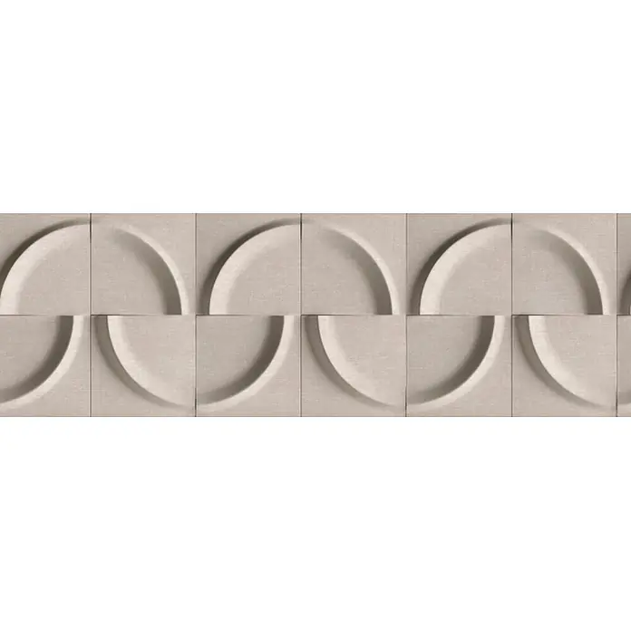Marburg Shades Iconic Tapetenborte Grafik - Grau-Beige, Grafisch, 5 x 0,18 m, Vlies - Hellgraue 3D-Wandfliese mit durchgehendem wellenförmigem Reliefmuster für eine moderne Textur.