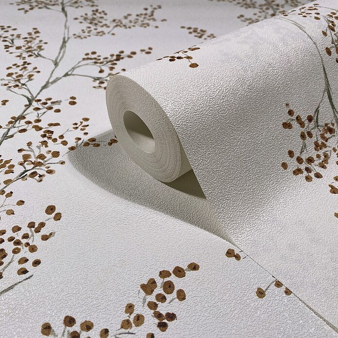 Marburg Novamur Plus Fresh UP Papel pintado de vellón Rama (Blanco/Verde, Floral, 10 x 0,53 m) | BAUHAUS