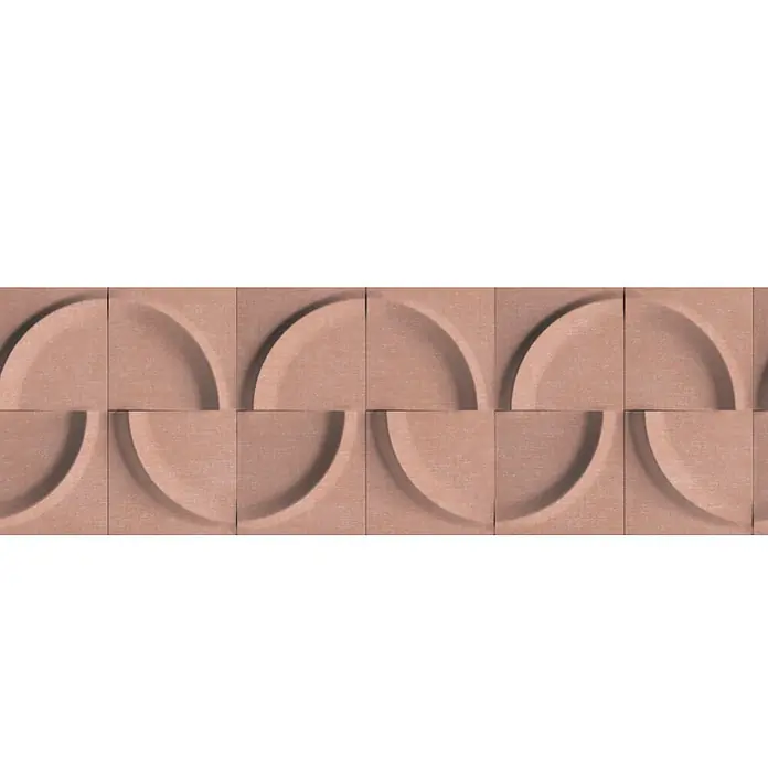 Marburg Shades Iconic Tapetenborte Grafik - Braun, Grafisch, 5 x 0,18 m, Vlies - Texturierte hellbraune 3D-Wandfliesen mit wiederholtem halbkreisförmigem Reliefmuster.