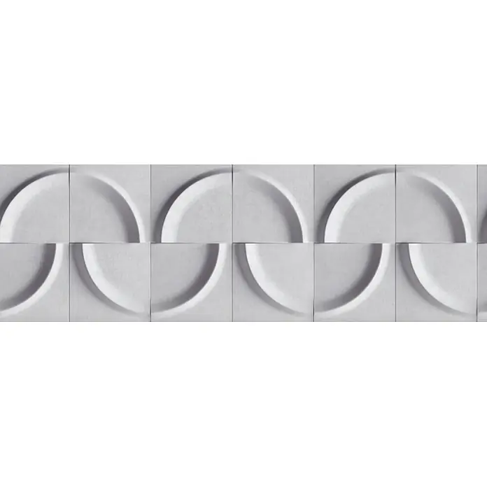 Marburg Shades Iconic Tapetenborte Grafik - Grau, Grafisch, 5 x 0,18 m, Vlies - Weiße 3D-Wandfliesen mit durchgehendem wellenförmigem oder kreisförmigem Reliefmuster für eine moderne Texturoberfläche.