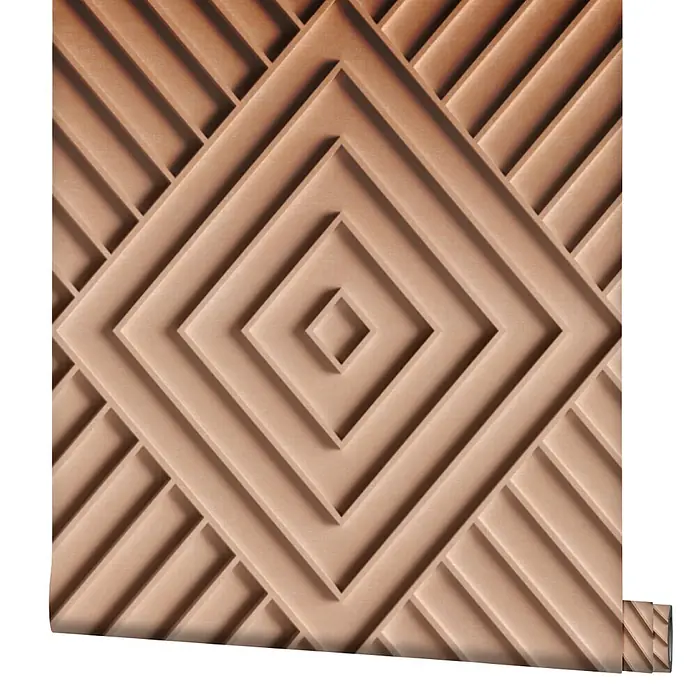 Marburg Shades Iconic Vliestapete Grafik IV - Beige, Grafisch, 10,05 x 0,53 m - Hellbraune Tapete mit geometrischem Prägemuster aus verschachtelten Rauten und diagonalen Linien.