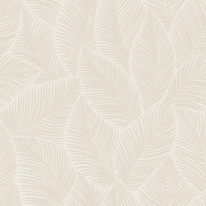 Marburg Novamur Plus Fresh UP Vliestapete Flora VII - Beige, Floral, 10,05 x 0,53 m - Nahtloses Muster mit stilisierten hellbeigen Palmblättern.