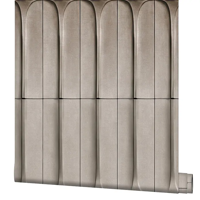Marburg Shades Iconic Vliestapete Grafik III - Beige-Grau, Grafisch, 10,05 x 0,53 m - Beigefarbene strukturierte Tapetenrolle mit gewölbtem 3D-Muster.