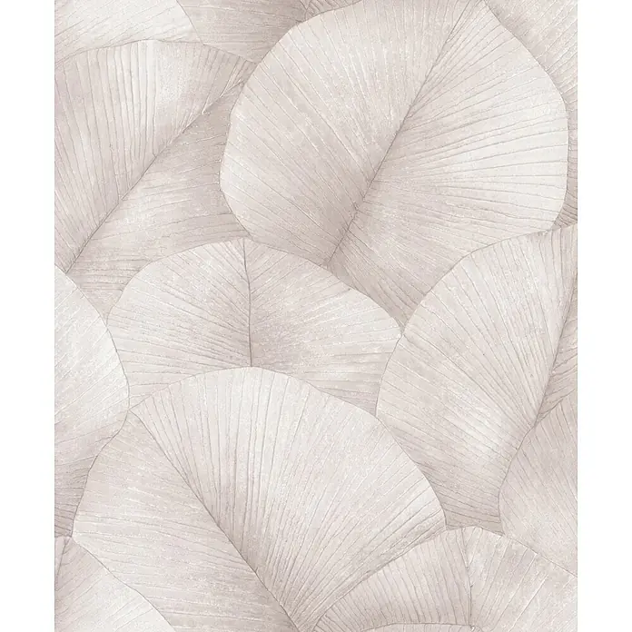 Marburg Kumano Vliestapete Floral - Rosa, Floral, 10,05 x 0,53 m - Helles, strukturiertes Muster aus überlappenden Blättern mit sichtbaren Adern.