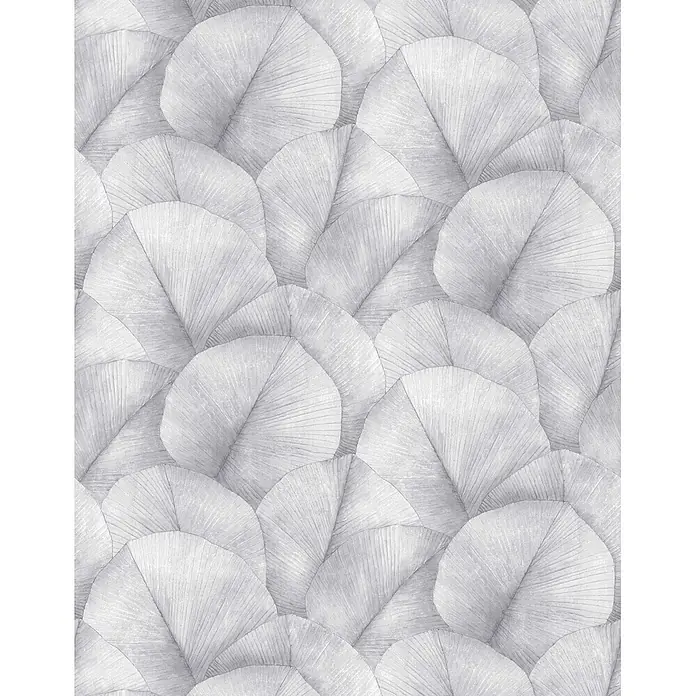 Marburg Kumano Fototapete Floral - B x H: 212 x 270 cm, Vlies, Grau - Monochromes, überlappendes Blattmuster mit feinen Texturen, das ein natürliches und ruhiges Design schafft.