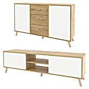 Muebles Pitarch Conjunto mueble de salón Oslo (2 pzs., Roble/Blanco) | BAUHAUS