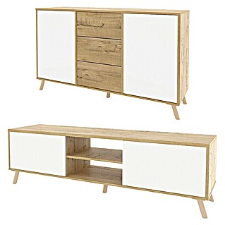 Muebles Pitarch Conjunto mueble de salón Oslo (2 pzs., Roble/Blanco)