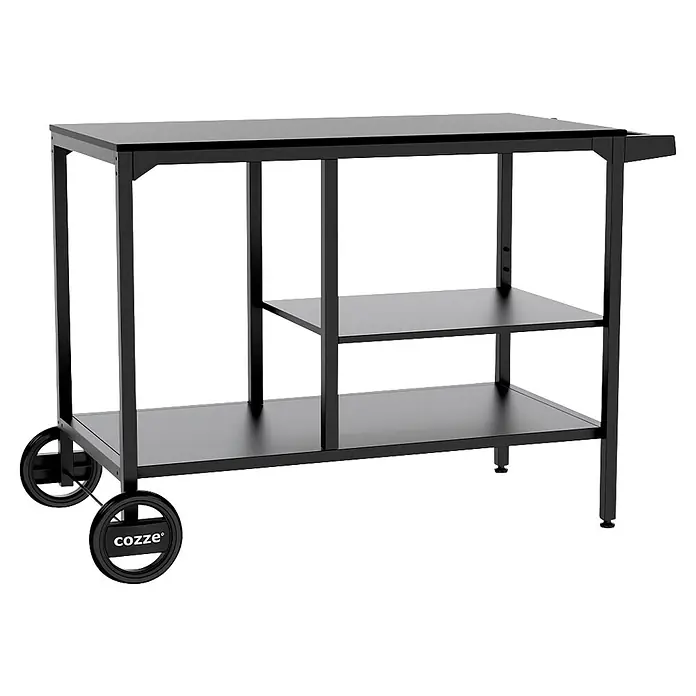Cozze Elements Beistellwagen - Schwarz, B x T x H: 115 x 60 x 90 cm - Schwarzer Servierwagen aus Metall mit zwei Ablagen und Rollen für leichte Mobilität.