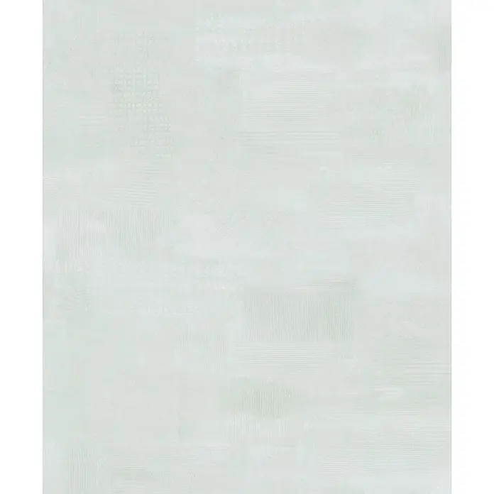 Marburg Novamur Plus Fresh UP Vliestapete Uni - Blau, Uni, 10,05 x 0,53 m - Hellgrün-graue Fliese mit subtilen, variierten geometrischen Texturen wie Quadraten und Linien.