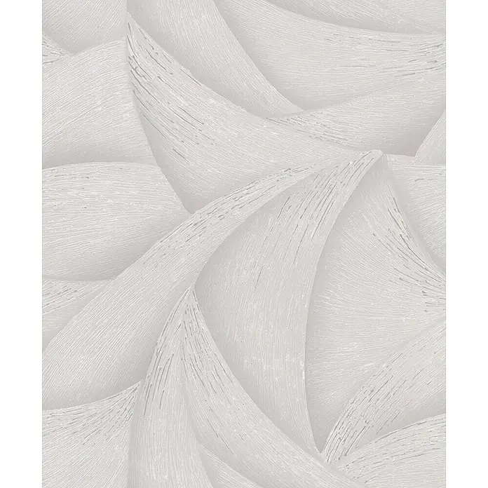 Marburg Ritus Vliestapete Grafik - Grau-Beige, Grafisch, 10,05 x 0,53 m - Hellegraue, strukturierte Tapete mit wellenförmigem, verwobenem Muster und feinen, gebürsteten Linien.