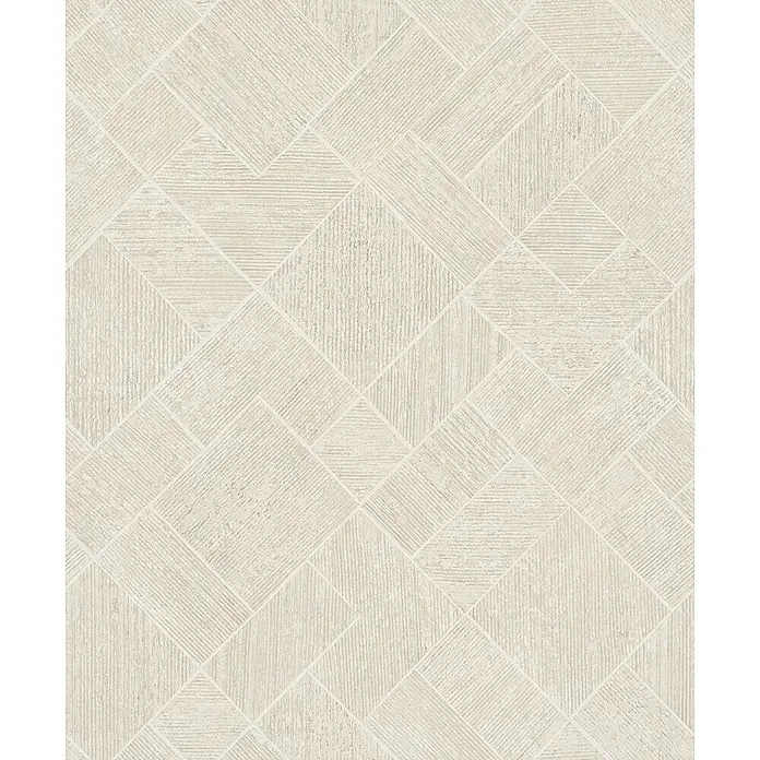 Marburg Ritus Vliestapete Grafik I - Beige, Grafisch, 10,05 x 0,53 m - Helles beiges geometrisches Muster mit strukturierter, geflochtener Optik.