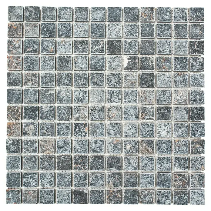 Mosaikfliese XNT 46376 - 30,5 x 30,5 cm, Schwarz, Matt - Quadratisches Mosaik aus Naturstein in Grau- und Schwarztönen, ideal für Wand- und Bodengestaltung, verleiht jedem Raum einen rustikalen Charme.