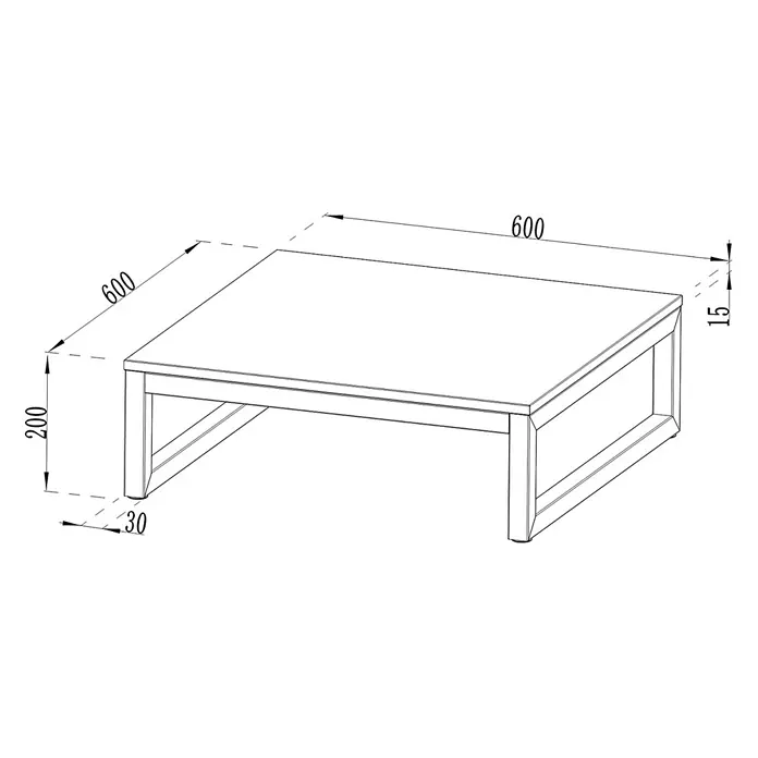 Cozze Grilltisch - B x T x H: 60 x 60 x 20 cm, Stahl, Passend für: Pizzaöfen & Tischgrills - Rechteckiger niedriger Couchtisch mit dicker Platte und stabilem Rahmengestell.