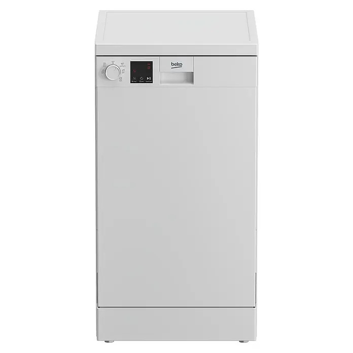 Beko Lavavajillas libre instalación DVS05024W - Ancho: 44,8 cm, Número de cubiertos: 10 ud., Consumo de agua por uso: 11,9 l - Lavavajillas Beko blanco con panel de control, selector de programas y pantalla digital.