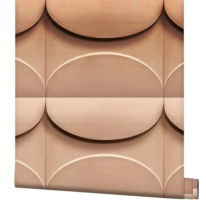 Marburg Shades Iconic Vliestapete Grafik V - Beige, Grafisch, 10,05 x 0,53 m - Beiges 3D-Struktur-Tapetenrolle mit sich wiederholendem halbkreisförmigem geometrischem Muster.