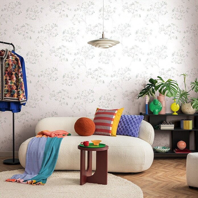 Marburg Novamur Plus Fresh UP Papel pintado de vellón Ramillete (Blanco/Verde, Floral, 10 x 0,53 m) | BAUHAUS