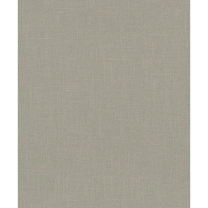 Marburg Boho Vliestapete Uni II - Grün-Braun, Uni, 10,05 x 0,53 m - Helle graubeige Webstoff-Textur mit sichtbaren Fäden.