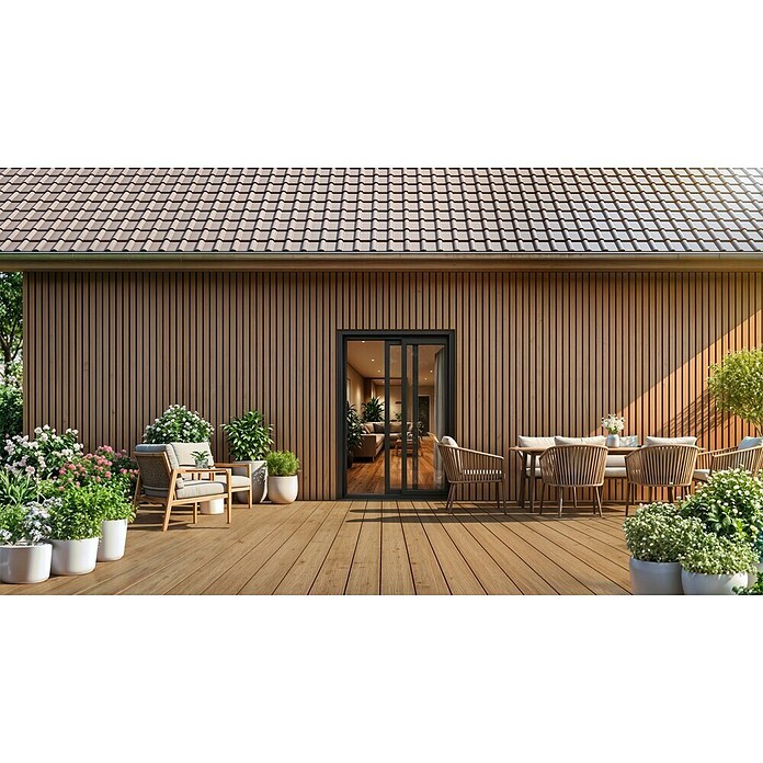 b!design Stenski panel WPC Outdoor  (Hrast, 300 cm x 17,5 cm x 2,1 mm) | 7432 - Konstruktionsholz, WPC, Thermoholz | IAGB - Gartenholz | IAG - Außenbereichsausstattung | IA - Gartenhartware | I - Stadtgarten | BAUHAUS