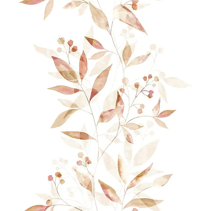 Marburg Novamur Plus Fresh UP Vliestapete Floral - Weiß-Beige, Floral, 10,05 x 0,53 m - Botanisches Aquarellmuster mit durchscheinenden Blättern und Beeren in erdigen Rosa- und Beigetönen.